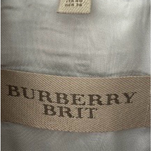 Burberry Light Gray Plaid Double-Breasted Pea Coat - Picture 4 of 4